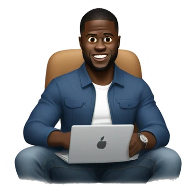 kevin hart sitting in a room working on laptop sticker