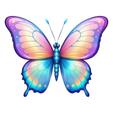 Transparent Shiny Glossy Pastel Gradient Hue holographic butterfly with bright sparkles and huge curvy wings with pointy tips sticker