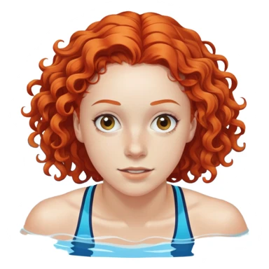 thin 18-year-old white female athlete swimmer with curly red hair about to enter a pool sticker