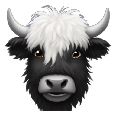 fluffy black and white yak sticker