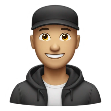 A bald guy with black cap smiling kindly sticker