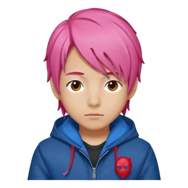 yuiji itadori jjk avec cheveux rose veste bleu capuche rouge sticker