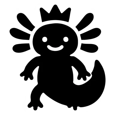 axolotl with a crown, solid black icon sticker