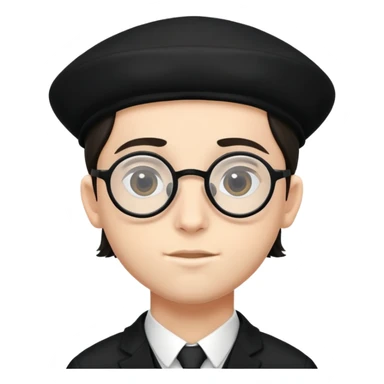 Hasidic boy with peyos black yarmulka and glasses sticker