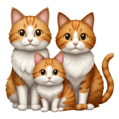 3 cats and each are different natural colours including brown tabby and white, calico, and ginger and white sticker