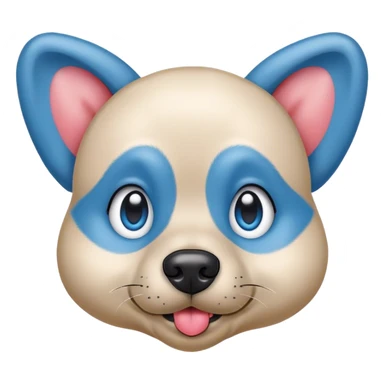 Un chien bleu avec des coeurs dans les yeux sticker