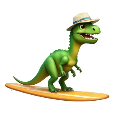 Dinosaur on surf board with hat sticker