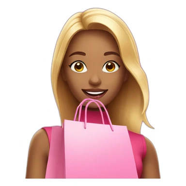 influencer taking selfie with a pink shopping bag sticker