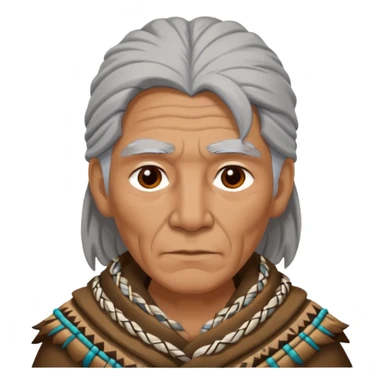 A tribal elder with grey hair wrapped in thick animal hide.



















 sticker