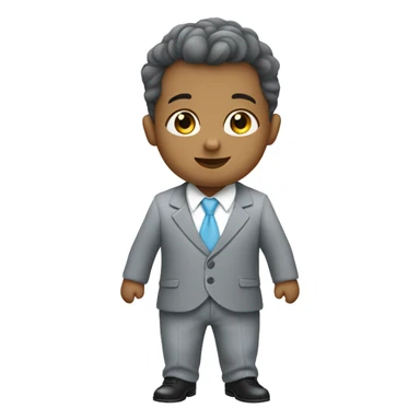 Little gentleman wearing a grey suit with white shirt and baby blue tie sticker