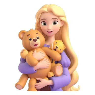 Rapunzel holding a teddy bear sticker