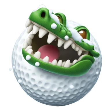 Alligator with snow on it and golf ball in the mouth sticker