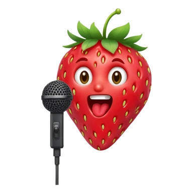 Strawberry with microphone singing loudly sticker