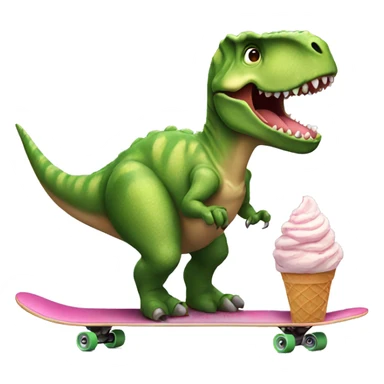dinosaur riding a skateboard eating ice cream  sticker