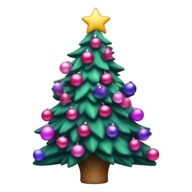 Christmas tree with pink and purple decorations  sticker