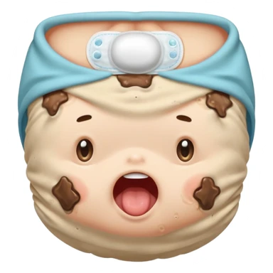diaper bulging with lumpy, mushy, smelly poop, expressive, clear facial reaction sticker