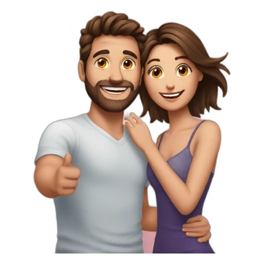 happy couple brunette bday selfie sticker