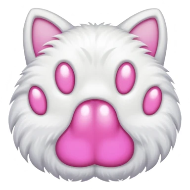 Fluffy white cat paw with six toes and claws sticker