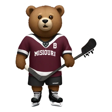 Bear playing hockey maroon jersey “Missouri state” sticker
