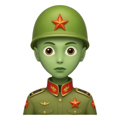 alien, wearing cccpp soldier custome, half body sticker