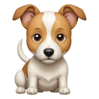 a full body facing front on of a buff white beagle cross jack russell terrier looking dog the size of a kelpie with light brown long ears resting on its face and a light brown patch above one eye and a large snout. the rest of the dog is completely white.  sticker
