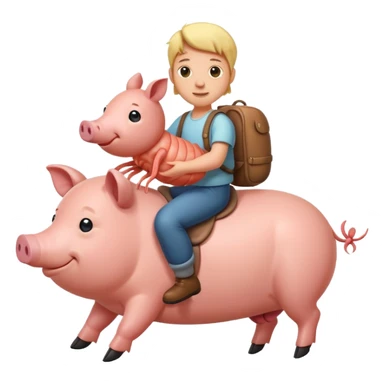 A shrimp riding on the back of a pig sticker