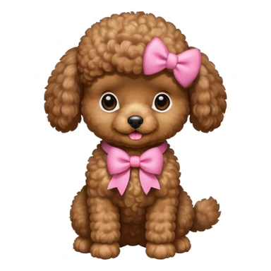 Brown toy poodle with pink bow sticker