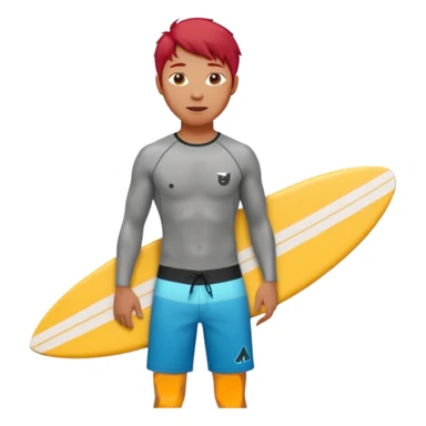 red haired asian surfer with surfboard  sticker