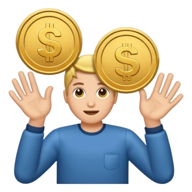 getting coin money with two hand sticker