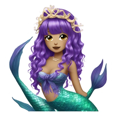 mermaid hime gyaru girl, dark purple hair sticker