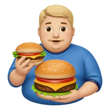 fat guy holding burger sticker