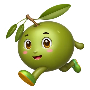 olive fruit running, cute sticker