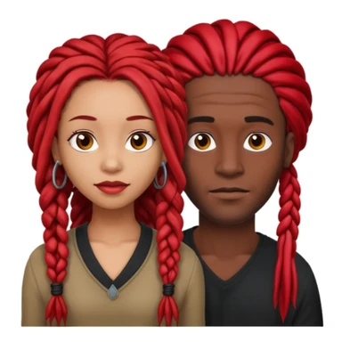 red long dreads lightskin woman and dark hair braids dark skin man  sticker