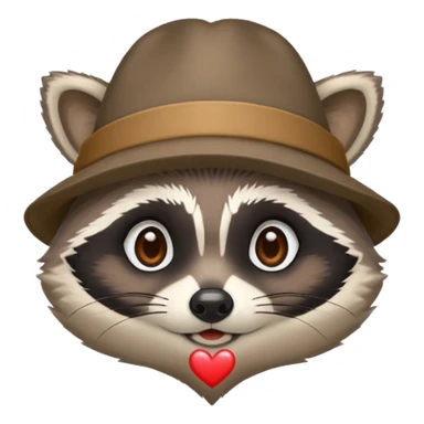 Raccoon with hat heart eyes
 sticker