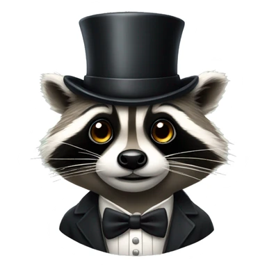 Fancy raccoon with a monocle and top hat sticker
