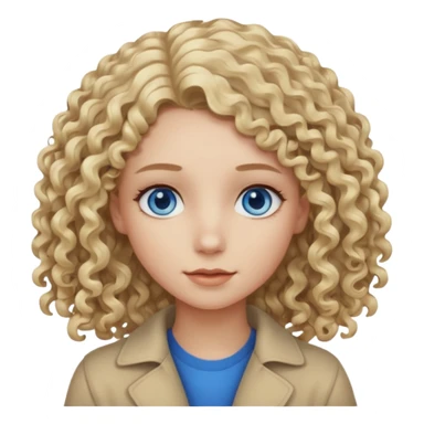 Curly blond blue eyes. Long hair cool beige blond. Longer hair beige ash blonde. sticker