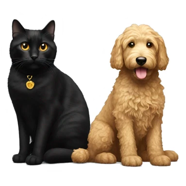 Black cat with golden doodle  sticker