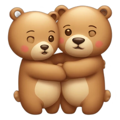 Female bear and male bear kissing, face only, with hearts above them sticker