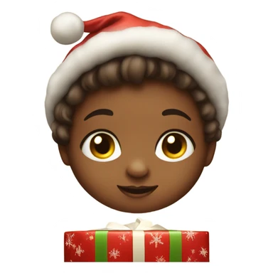 Baby in a Christmas gift sticker