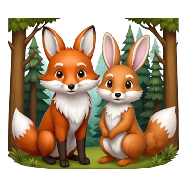 fox and rabbit sticker