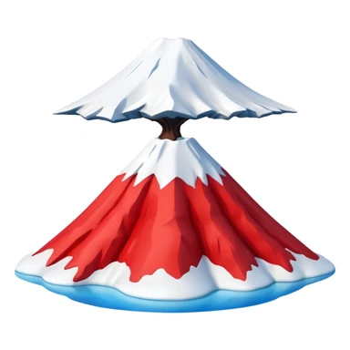 Create a 3D Mount Fuji with red color. There must be no clouds on top. sticker