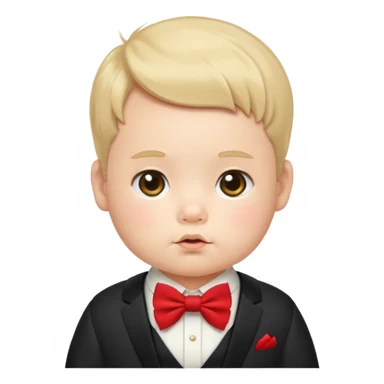 baby guy, wearing japan royal ancient custome, red bow tie sticker