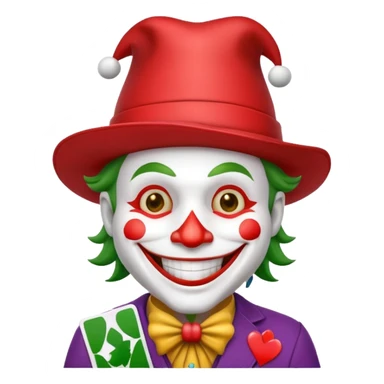 poker card with a funny jolly joker sticker
