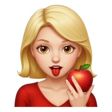 woman biting finger coquettishly, seductive expression, Apple emoji style sticker