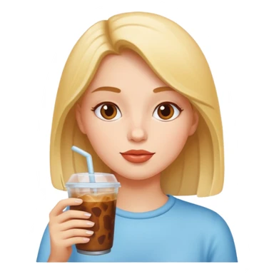 Girl sipping an iced coffee sticker
