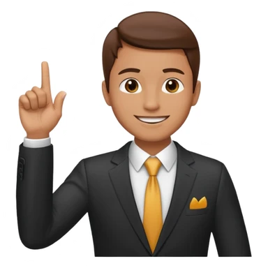 business client raising his hand with one finger only to say that he wants to make a request sticker