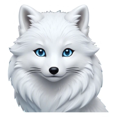 Cinematic Noble Arctic Fox Portrait Emoji, Poised and regal, with a compact, agile build and a luxurious, pure white Fur accented by a subtle hint of icy blue, deep-set soulful piercing eyes, Simplified yet sharp and sophisticated features, highly detailed, glowing with a soft, dignified glow, high shine, intelligent and cunning, stylized with an air of arctic elegance, focused and attentive, soft glowing outline, capturing the essence of a watchful and confident fox, so majestic it feels as though it could dash out of the screen with effortless authority! sticker