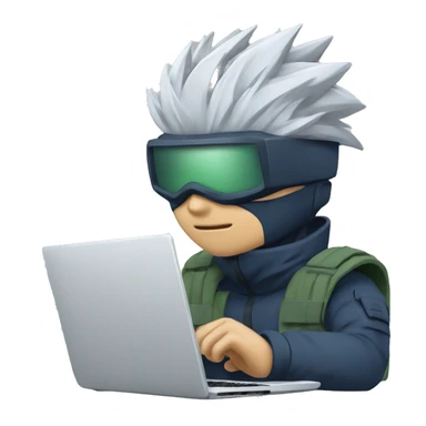 kakashi coding with laptop sticker