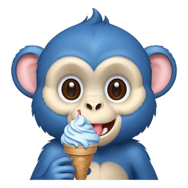 Un mono azul comiendo un helado sticker