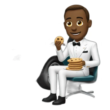 James bond sitting in Aston Martin while eating cookies sticker